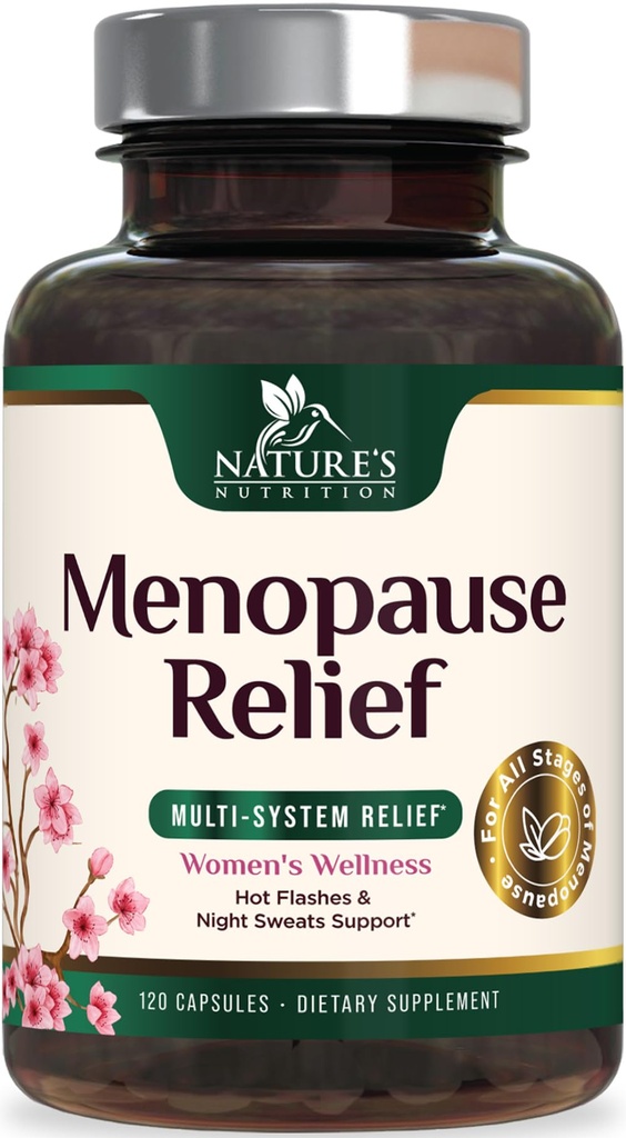 Suplemen Menopause bagi Perempuan - Menopause Relief Proports with Black Cohosh, Suplemen Dukungan Alam untuk Mild Hot Flashes & Night Sweats & PH Dukungan Tambahan - 120 Capsules