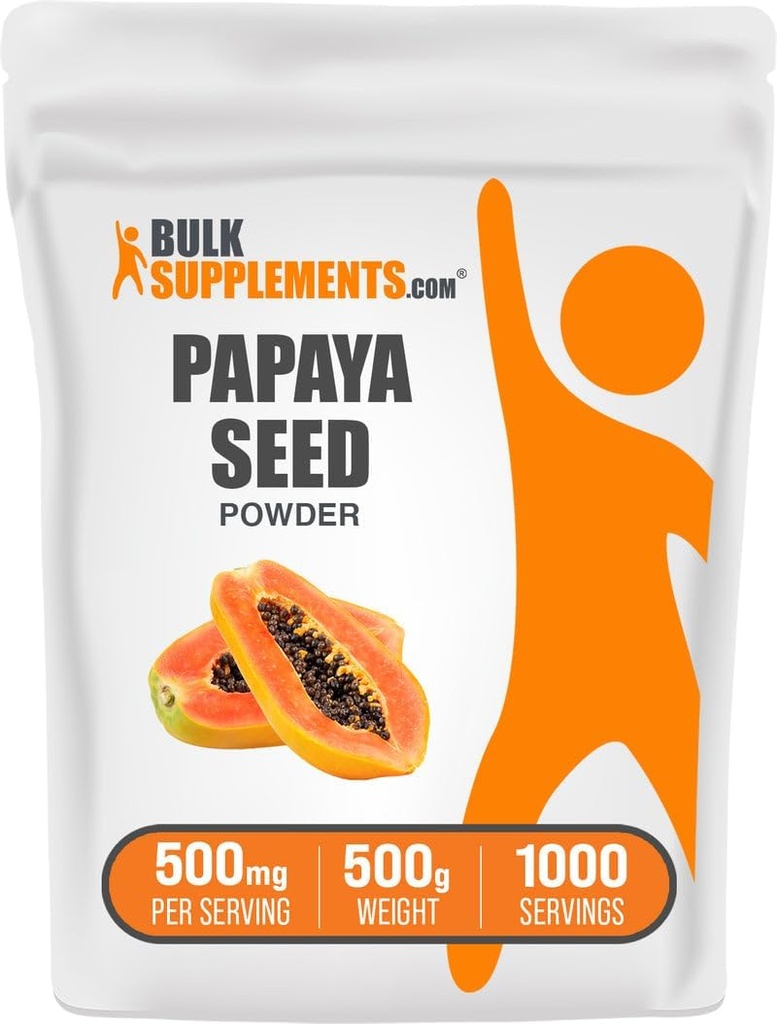 BulkSuplements.com Papaya Powder - Benih Pepaya Carica, Suplemen Nutration, untuk Dukungan Digetical & Gut - Gluten Free, 500mg per Serving, 500g (1,1 pon) (Paket 1)
