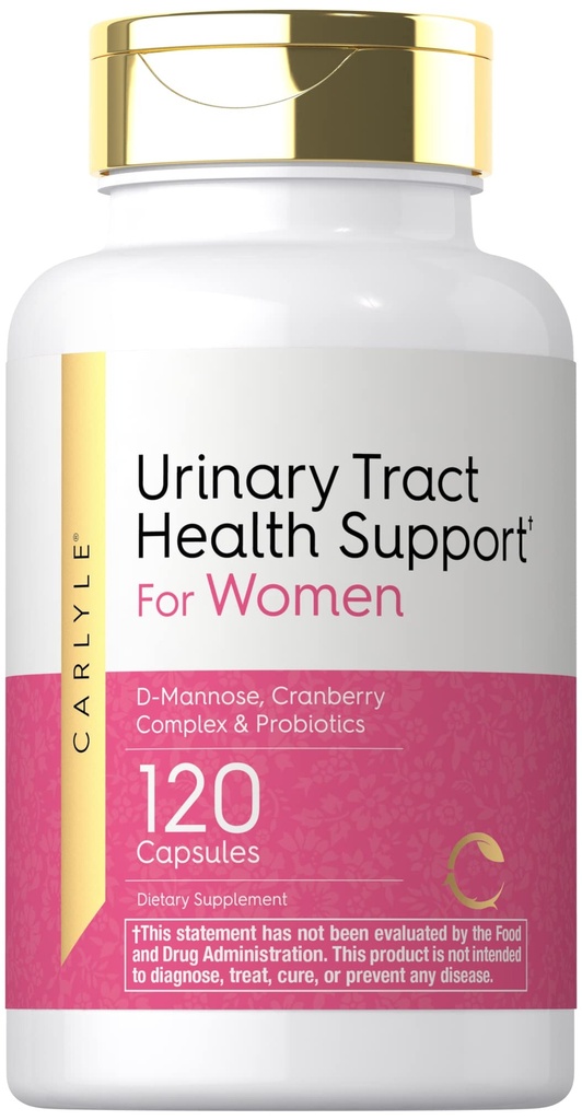 Carlyle Urinary Tract Health for Women 144; 120 Capsules 12.4; Relief for Women 124; with D-Mannose, Cranberry Complex & Progories 124; Non-GMO, Gluten Free