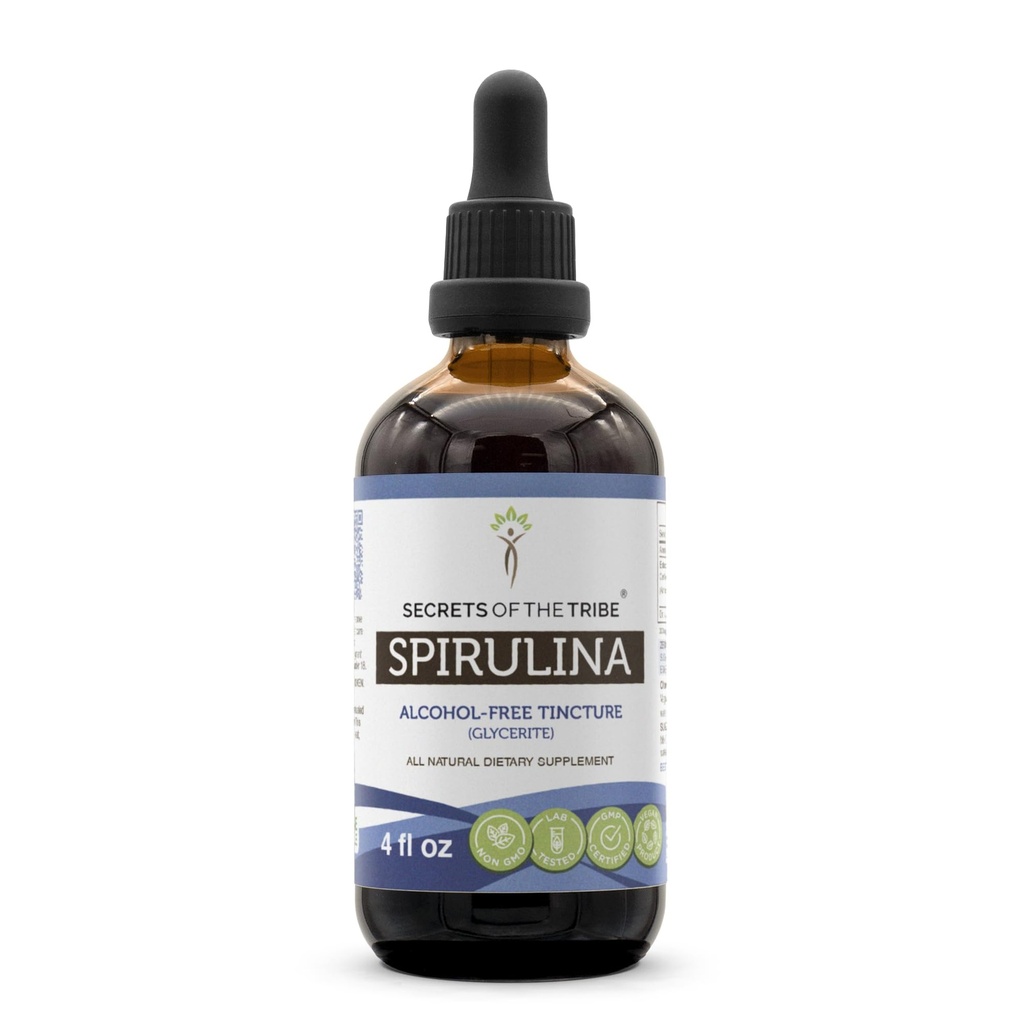 Rahasia dari Spirulina Tribe Alcohol- Extract Liquid Bebas, Spirulina (Arthrospira Platensis) Suplemen Tincture (4 FL OZ)