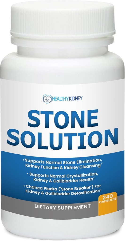"Stone Solution Capsule- Natural Dissolver, Ginjal Stone Support & Ginjal Cleanser, 60 Servings + Bio Fiber, Ginney Cleanse Detox & Report - Reporative Ginjal Dukungan & Ginjal Tambahan, 2.5LBS