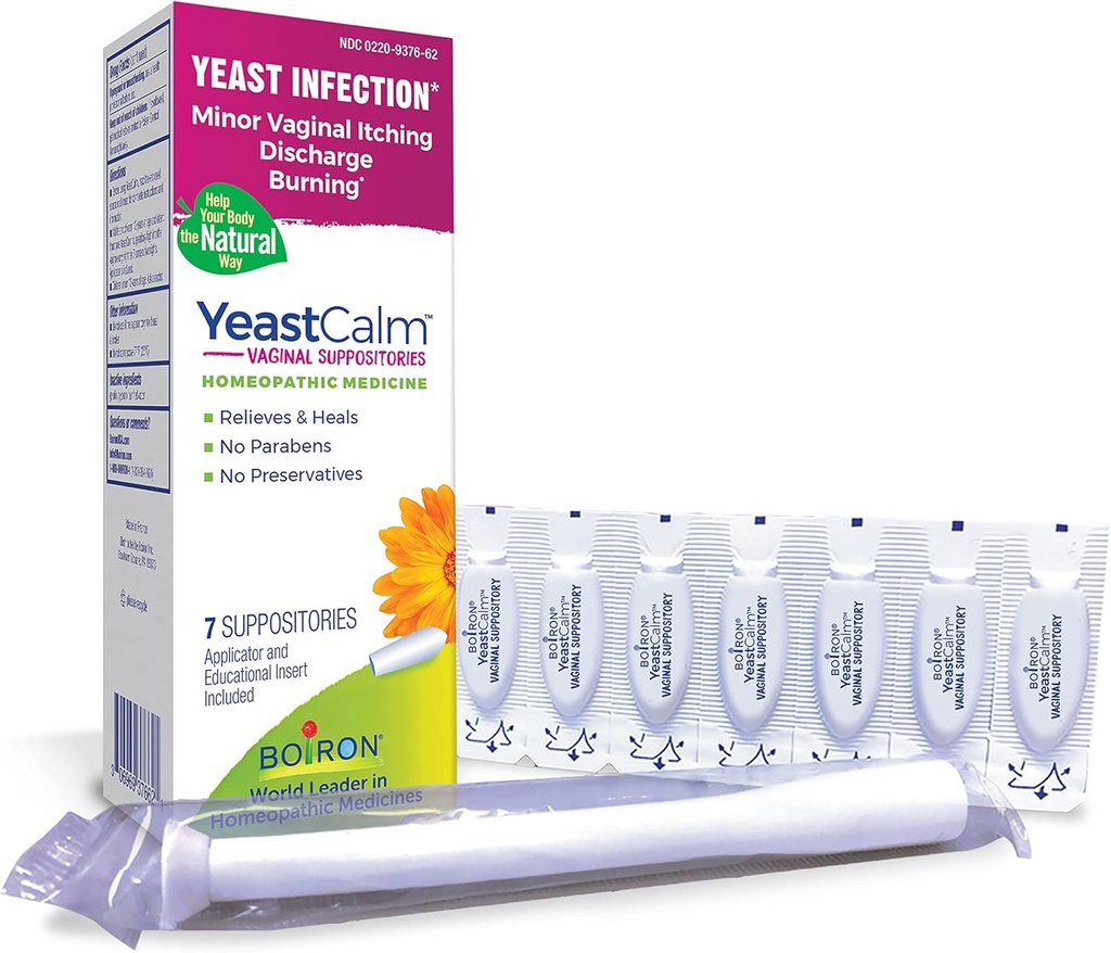Boiron YeastCalm Homeophic Suplotories for Yeast Inflections, Burning, Discharge, and Minor Vaginal Itching - 7 Count