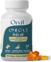 ORVIT Omega 3 Oil Softgel 2000 mg - Autimate EPA DHA Suplement for Men and Women - Burpless - No Fishy Taste - Tanpa rasa 180 Softgel - Organik, Non GMO - Dibuat di USA