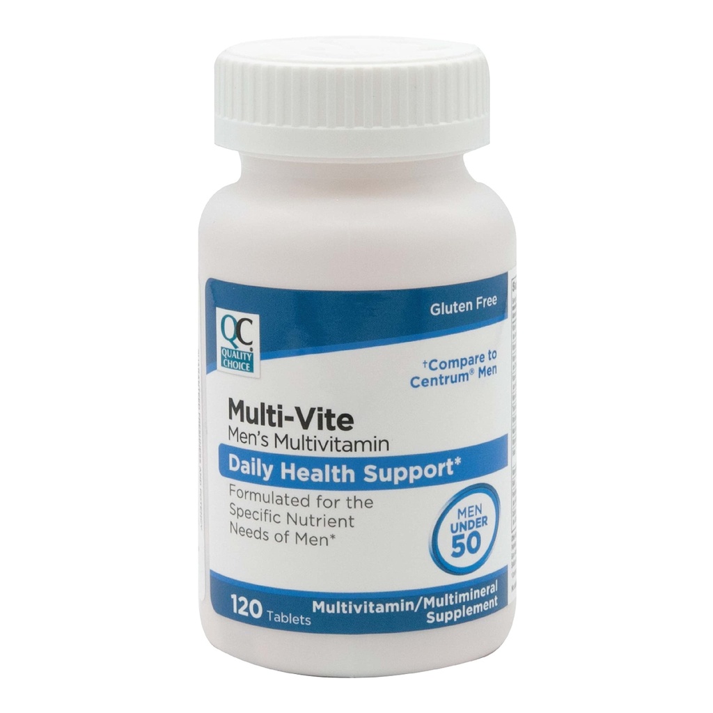 Kualitas Pilihan Mens Multi- Vite, Tablets Multivitamin untuk Dukungan Kesehatan Harian Formulated untuk Pria Di Bawah 50 dalam 120 Botol Count