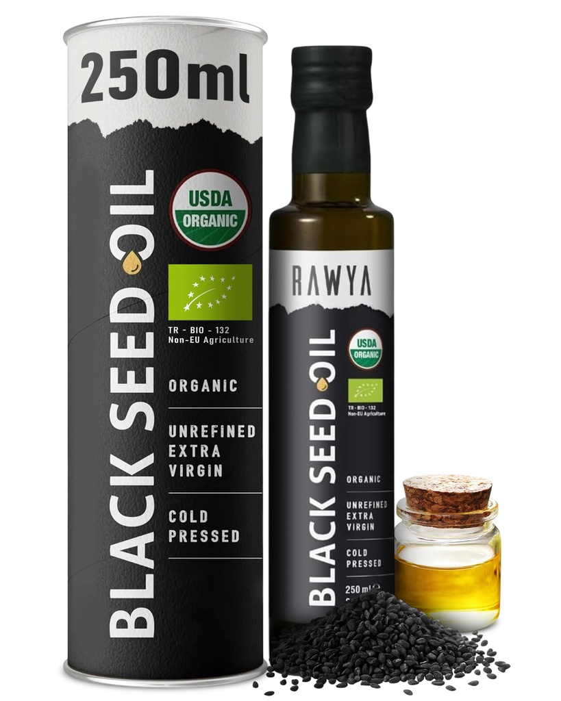 RAWYA Black Cumin - Premium Nigella dengan Thymoquinone - Kalonji - Nonji - GMO, Gluten- Free - Nutration Supplemen Ekstra Kuat