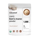NatureBell Lions Organic Lions Mane Powder 1.500mg Per Serving, 1lb 124; Whole Fruiting Body & Myselium Mushroom Source - Focus, Memory, & Imune Health Supplemen - Non-GMO, Vegan