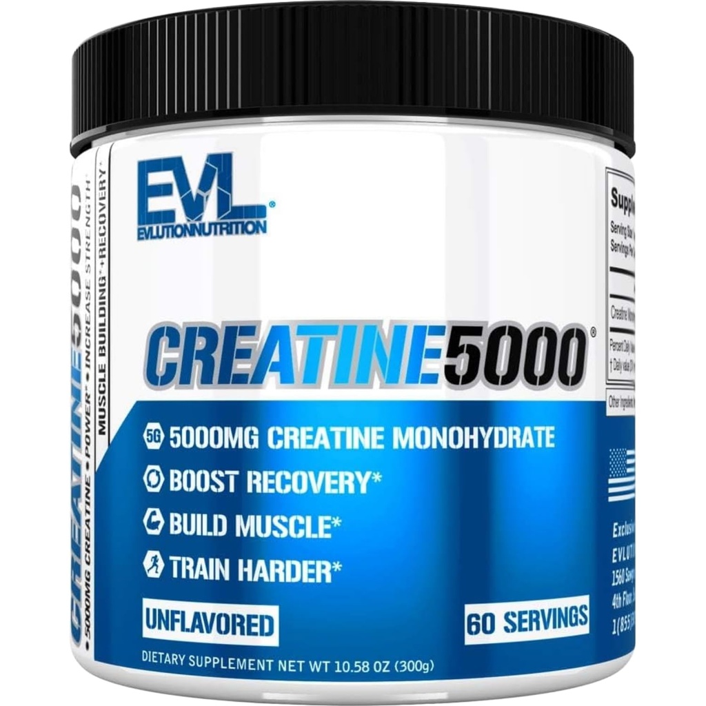 Pembuatan Nutrition Evlution Creatine 5000 - Mendukung Pemulihan Lebih Cepat, Pertumbuhan Otot Lean & Performance - Poader Pra & Post Workout - 5000mg Pure Creatine Monohydrate Per Serving - 60 Serving - Unflashing