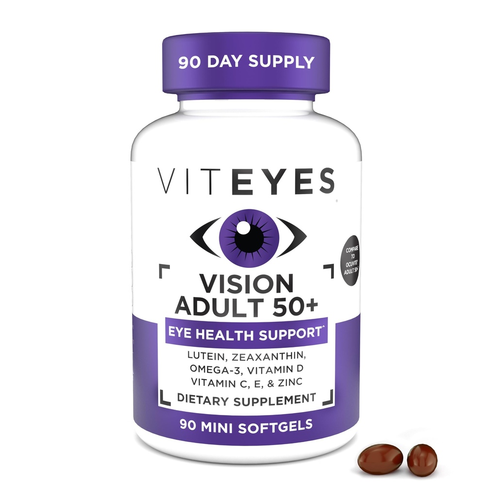 Viteyes Vision for Ages 50 Plus for Eye Health, Vitamin D, Vitamin E, Eye Doctor Trusted, Productured in The USA, 90 Ct