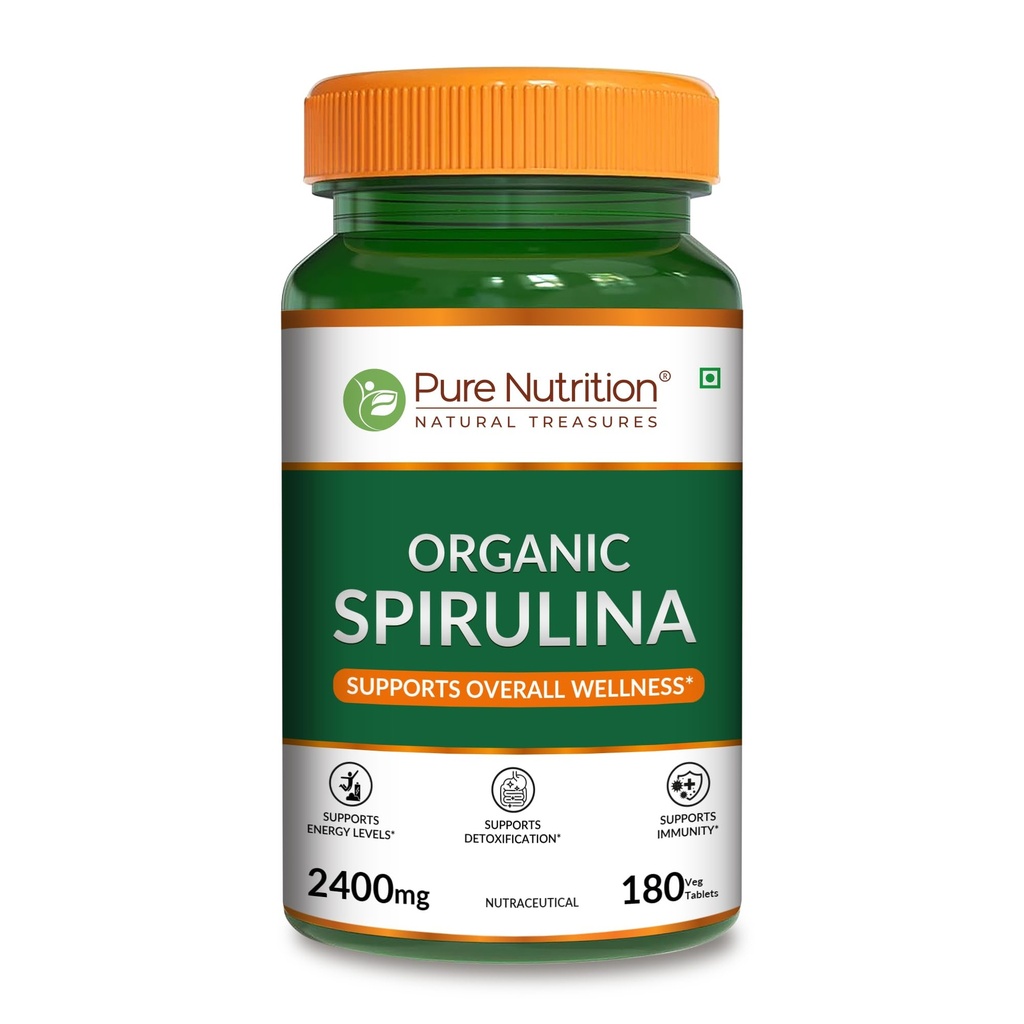 Murni Nutrition Organic Spirulina 2400mg per Serving 124; 180 Veg Tablet 126; Spirulina Powder Organic Tablet Organik; Pasokan 126; Skin & Boost Kefanaan 124; Non GMO