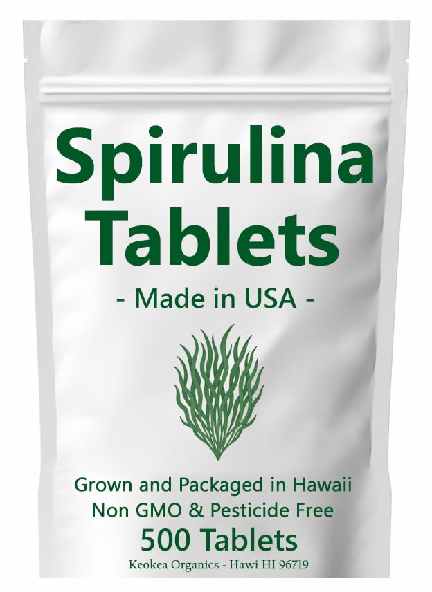 Spirulina Tablet - Made in USA - 500 tablet - Grown in Hawaii - Non GMO & Pesticide Free