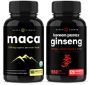 NuttraChamps Maca Root Capsules dan Korea Ginseng Capsules 2 Pack Bundle