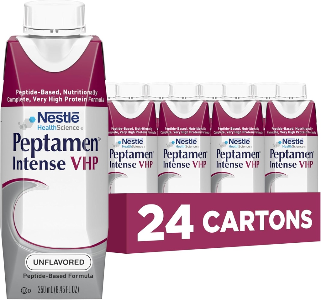 Nestle Peptamen Intense VHP tube Feeding Formula Unflafedored 250 mL Carton 24 Ct