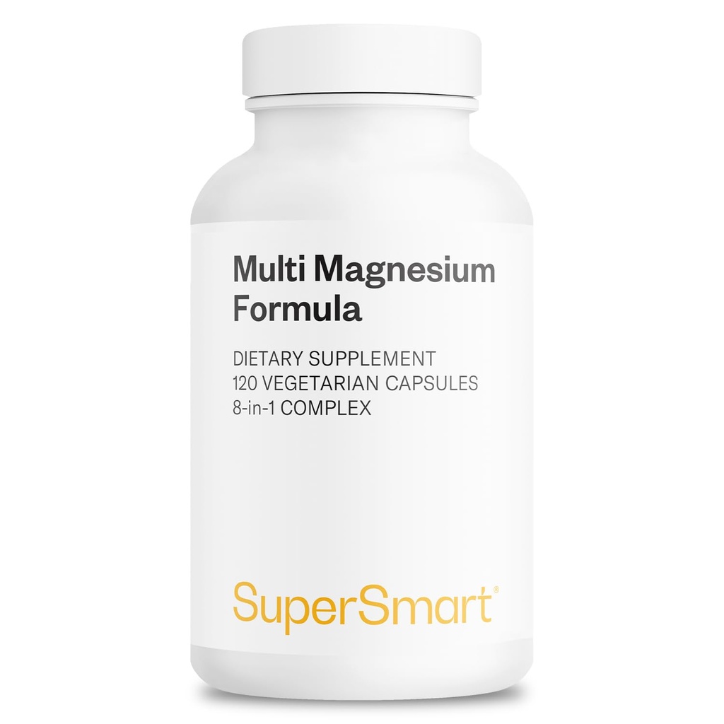 Supersmart - Optimag - Kompleks Magnesium Powerful - 8 Formasi Magnesium yang berbeda untuk Assemilasi Optimal - Perkelahian Defisias Magnesium 126; Non-GMO & Gluten Free - 120 Vegetarian Capsules
