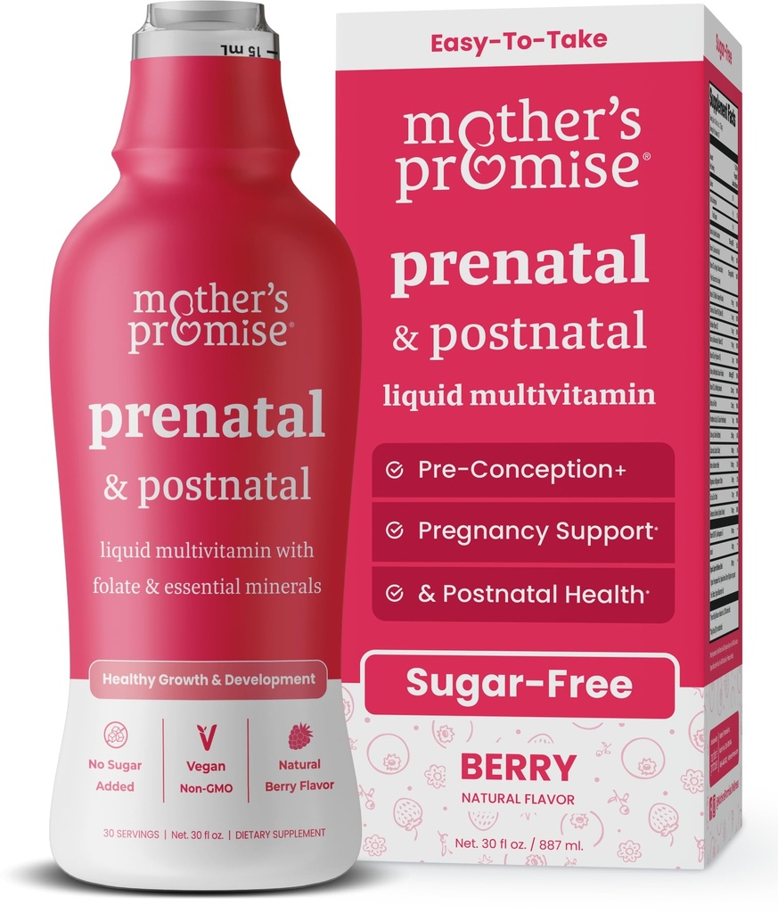 Sugar Free Liquid Prenatal for Women with Floid, Chooline & Organic Fruits for Preception, Pregnancy