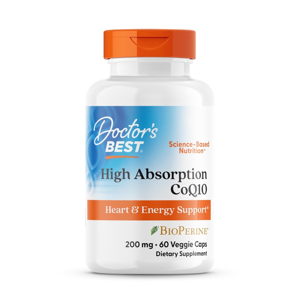 Dokter Absorpsi Tinggi Terbaik CoQ10 200mg dengan Tambahan BioPerine - Koenzim Q10 Caps untuk Dukungan Kesehatan & Antioksidant, CoQ10 200 mg untuk Perempuan & Men, Non GMO - 60 Veg Capsules