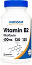 Nutricost Vitamin B2 (Riboflavin) 400mg, 120 Kapsul - Gluten Bebas, Non- GMO