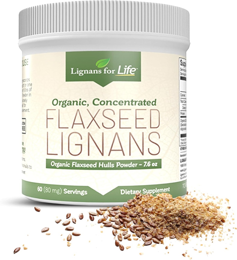 Lignans for Life - Natural Bulk Ground Flaxseed Powder - Omega 3 & 6 Fatty Acids Fiber Tinggi Antioksidants - Dukung Hati & Rambut Sehat, Sistem Imune Sehat - 60 Pelayan 80mg per tab, 1 Pack