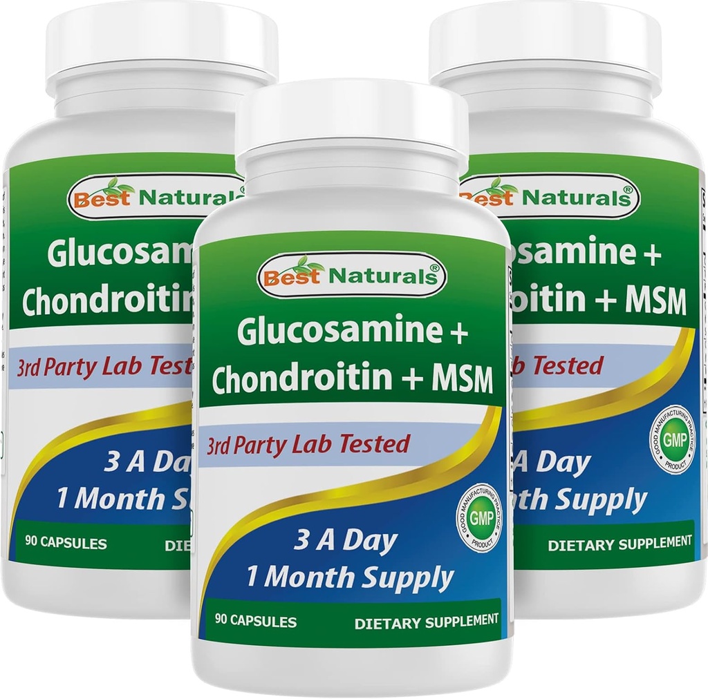 Suplemen MSM Glucosamin Chondroitin terbaik, 2600 mg per Serving, 90 Capsules (90 Cacah (Paket 3)