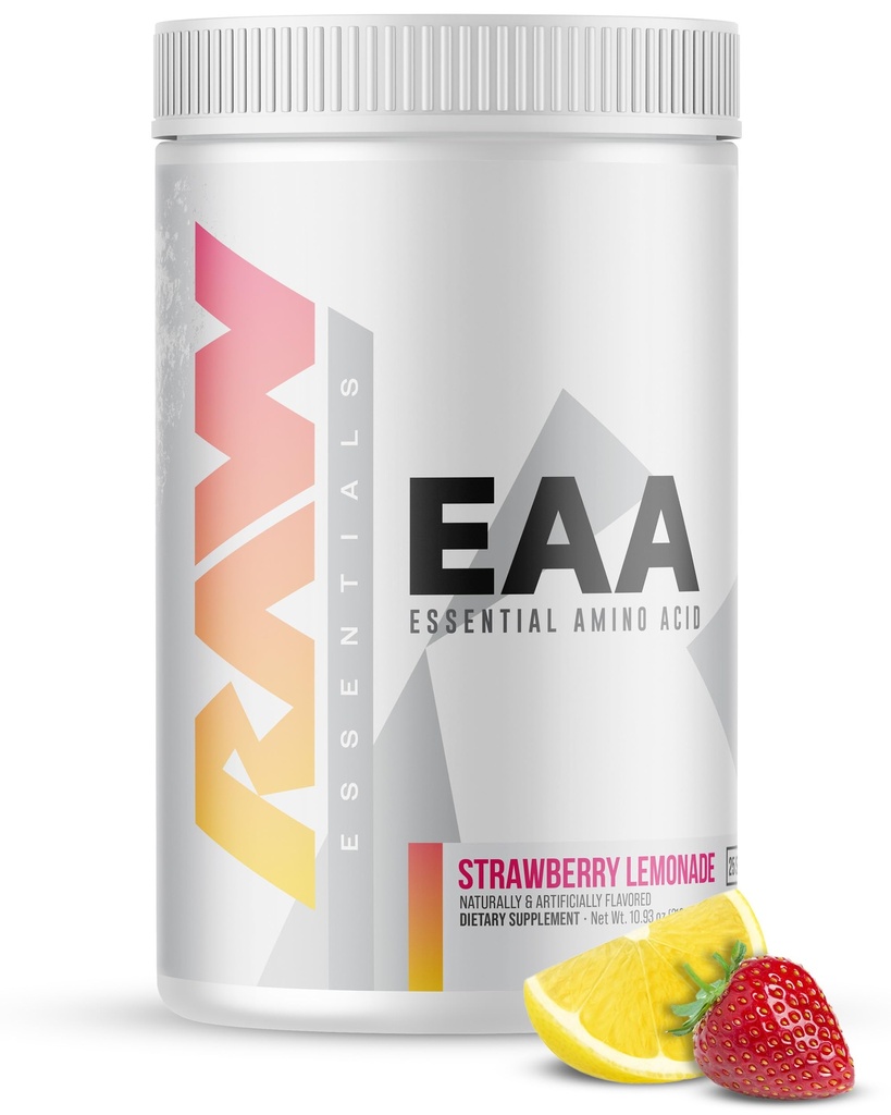 Amino Amino Acids Powder, Strawberry Lemonade (25 Hamba) - Pra Workout Amino Energy Pounder, Endurance, Pemulihan Pertumbuhan Otot - BCAA Amino Accids Suplemen Pria & Perempuan