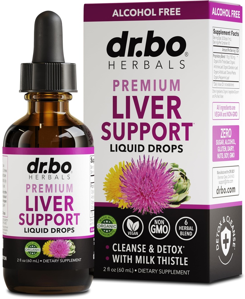 Liver Cleanse Detox & Repair Organic - Natural Liver Support Liquid Drops, Milk Thistle Dandelion, Chanca Piedra Extract, Artichoke - Kesehatan kandung sapi Formula Suplemen Liquid Drops 2oz