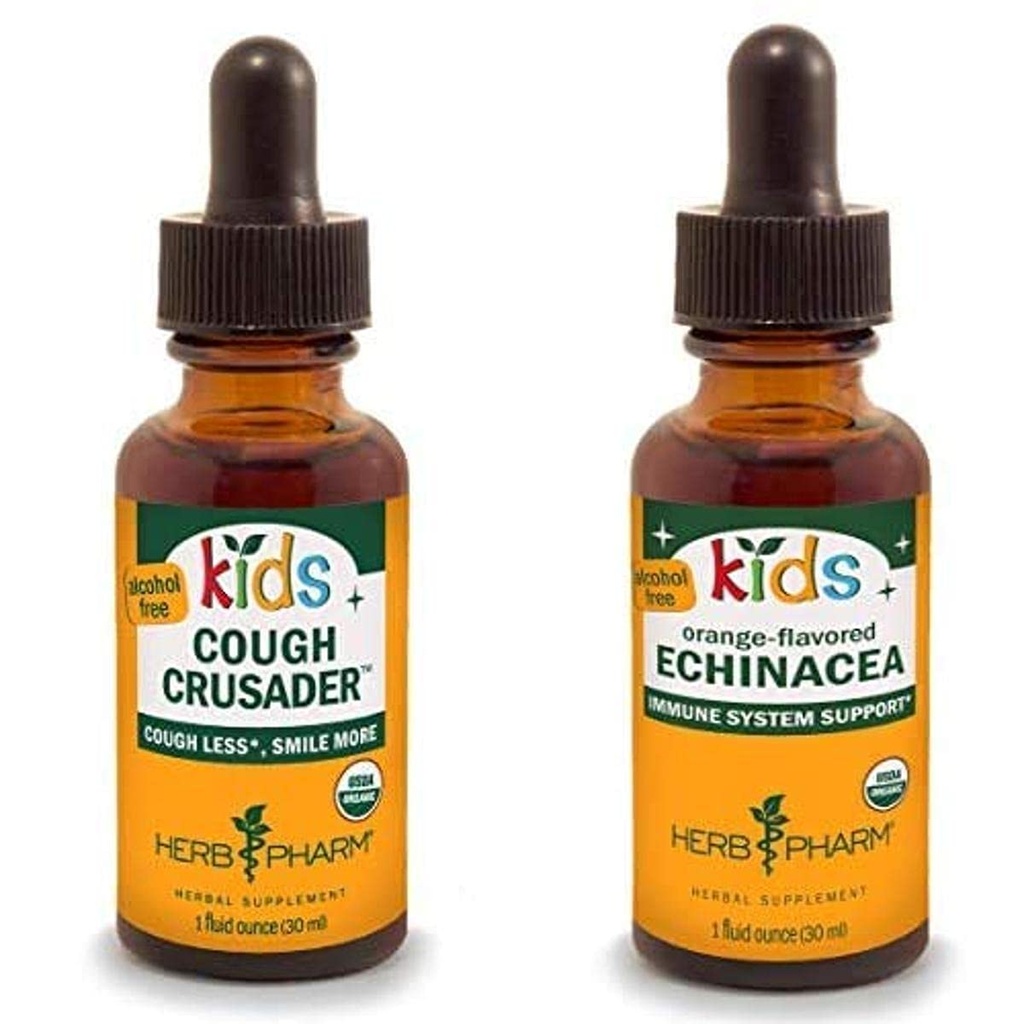 Herb Pharm Kids mendapat - Organic Alcohol- Free Cough Crusader Liquid Herbal Formula, 1 Ounce & Kids Disponed- Organic Alcohol- Free Echinacea Glycerite Liquid Extract, 1 Ounce