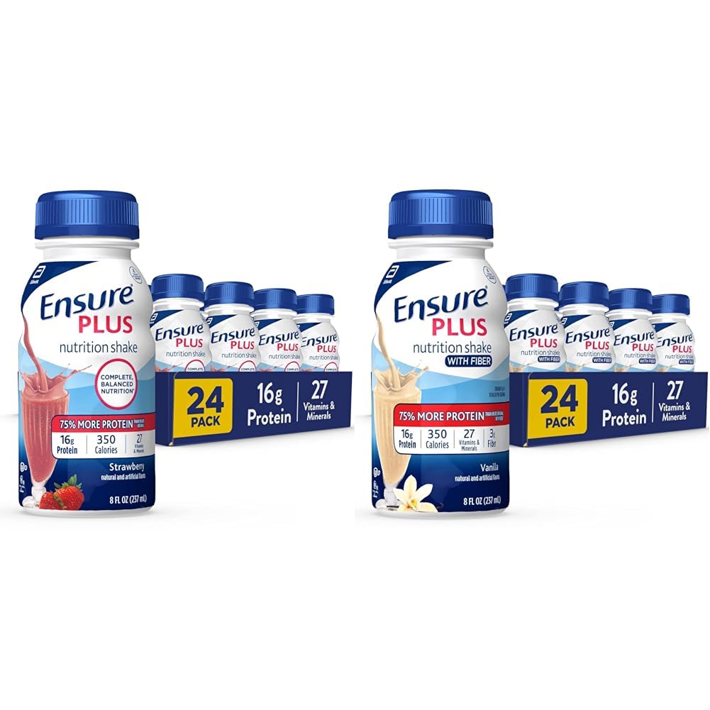 Pastikan Goyang Nutrition dengan 16 Grams Protein & Ensure Plus Liquid Nutrition Shake dengan Fiber, 16 Grams Protein, Vanilla, 8 Fl Oz Bottle (Paket 24)