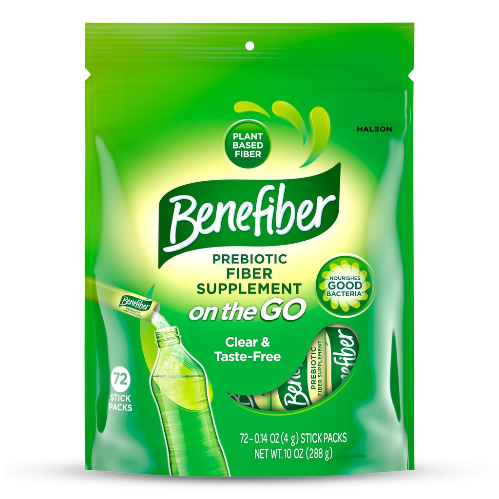Benefiber On The Go Prebiotic Fiber Powder for Digetical Health, Daily Fiber, Unflamited - 72 Sticks