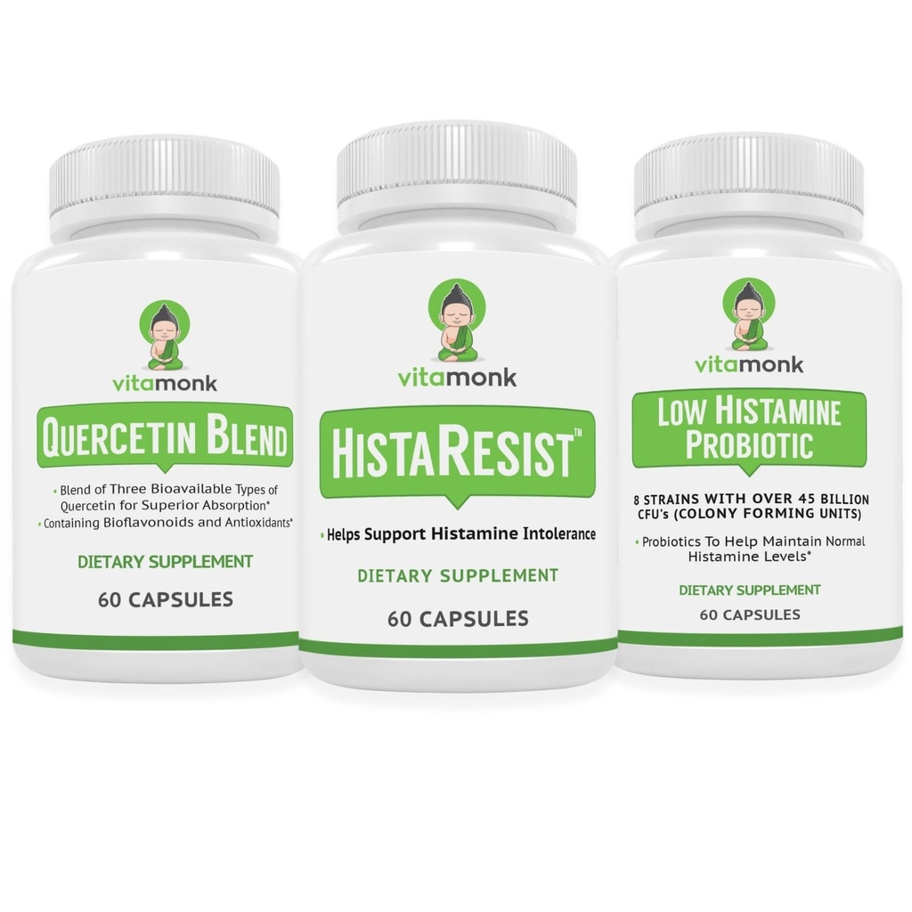 VitaMonk Quercetin, Histainst & Low Histampine Progiti- Imune, Digetical & Antioksidant Dukungan - Quercetin 500mg, DAO Enzyme, 45 Milyar CFU