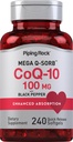 Piping Rock CoQ10 100mg 124; 240 Softgeels 124; Enhanced Absorpsi Suplemen Suplemen Wanita dan Pria 124; Non-GMO, Gluten Bebas