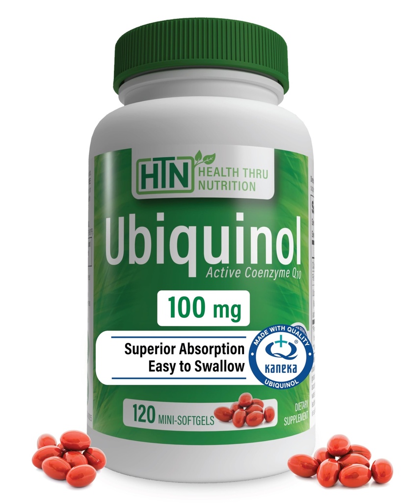 Health Thru Nutrition Ubiquinol 100mg 120 Mini Softgels sebagai Kaneka QH Reduced CoQQ10 124; 3rd Party Tested 124; Enhanced Bioavability 124; Cardiovaskular & Mitochondria Fungsi Dukungan: 1244- GMO