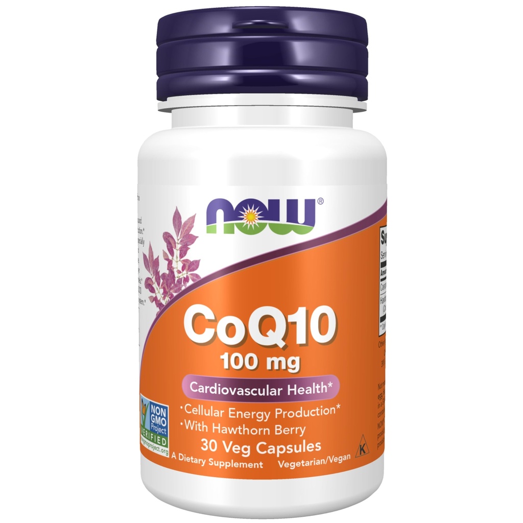 Sekarang suplemen Makanan, CoQ10 100 mg dengan Hawthorn Berry, Farmasi Tingkat, Formulir Trans yang dihasilkan oleh Fermentasi, 30 Veg Capsules