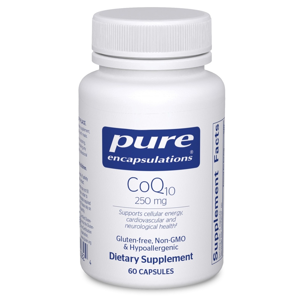 Ensulasi Murni CoQ10- 250 mg CoQ10 - Dukungan Otak * - Mitokondrial & Cellular Dukungan Energi * - Non-GMO & Vegetarian - 60 Capsules