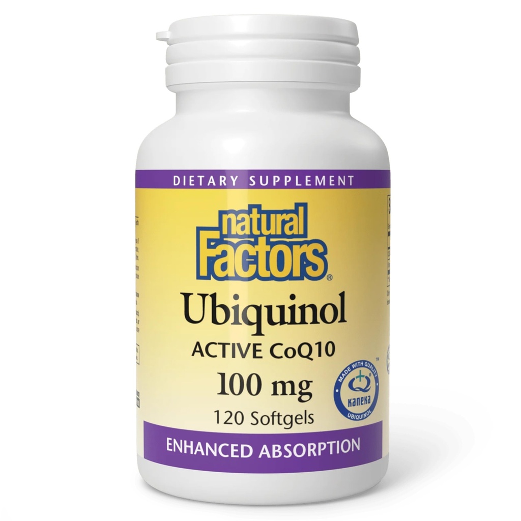 Faktor Alam Ubiquinol 100 mg - Mendukung Kesehatan Jantung & Vitalitas - Tambahan Dukungan Antioksidant dengan Absorpsi Superior - Dukungan Energi dengan Minyak Flaxseed - 120 Softgels (120 Pelayan)