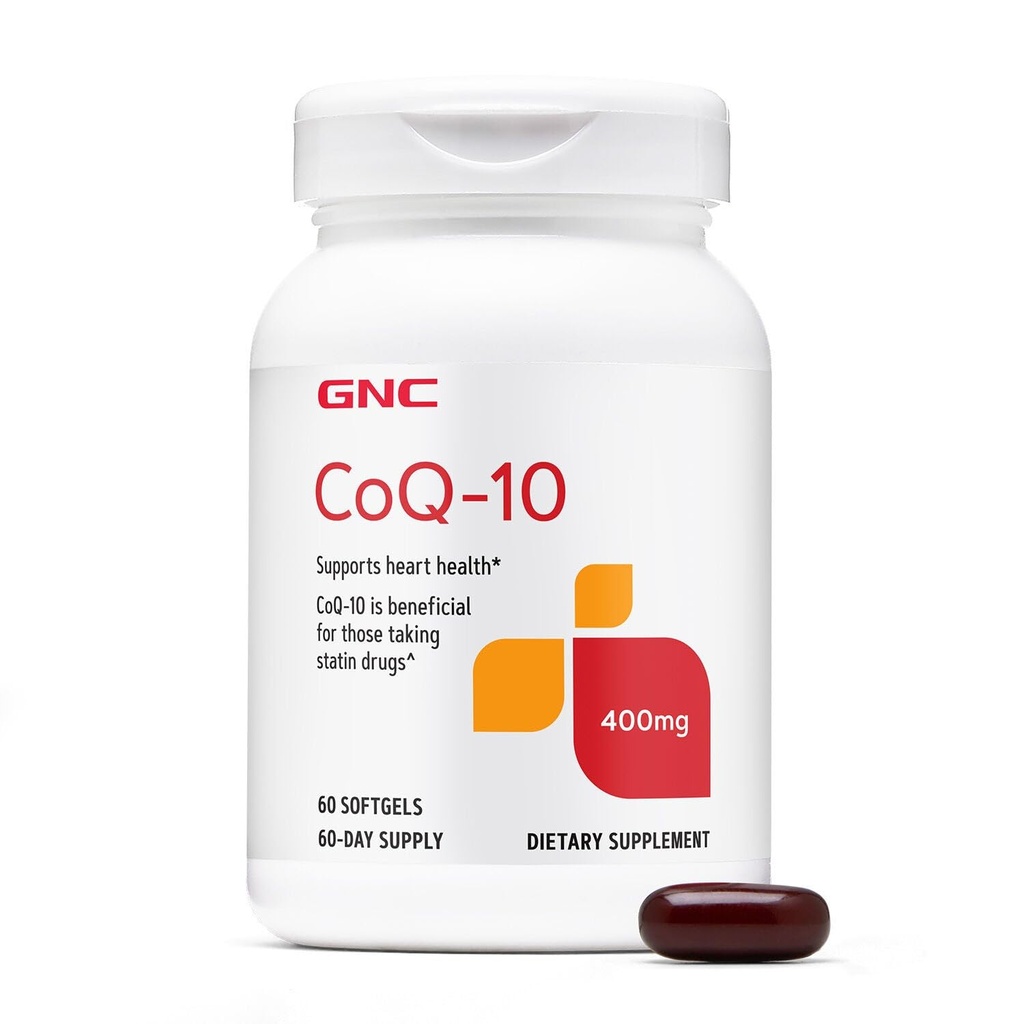 GNC CoQ-10 400mg - Kesehatan Hati & Cellular Dukungan Dieter - Antioksidant untuk Sistem Kardiovaskular Sehat - Mudah untuk Swallow Softgels - Gluten- 60 Count (60 Servings)