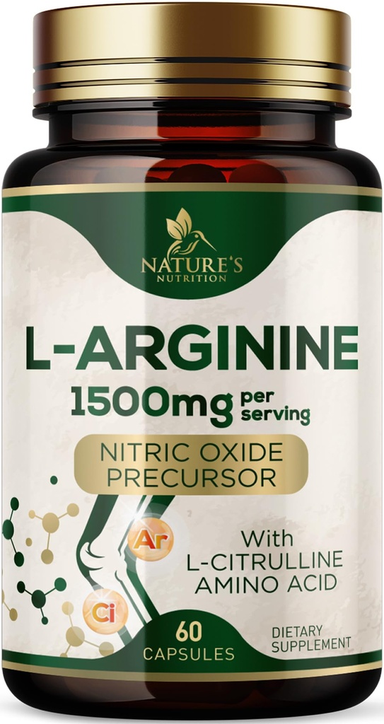 L-Arginine Extra Strength Supplement with L-Citrulline - Muscle Supporting Natural Nitric Oxide Presor Booster