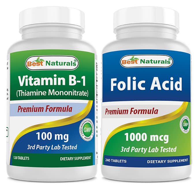 Terbaik Vitamin B1 Vitamin sebagai Thiamine Mononitrate 100 mg & Folic Acid 1000 mcg