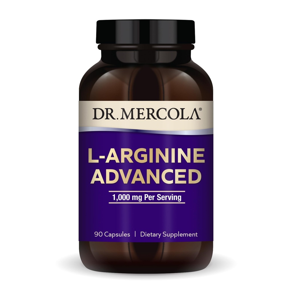 Dr. Mercola L-Arginine Lanjutan, 30 Pelayan (90 Kapsul), 1.000 mg Per Serving, Tambahan Dietary, Pasokan Produksi Energi, Non- GMO