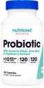 Probiotik Nutricost bagi Perempuan 10 Milyar CFU, 120 Capsules - Kompleks dengan Acacia Fiber, Uva Ursi & Cranberry Extract, Non- GMO & Gluten Bebas