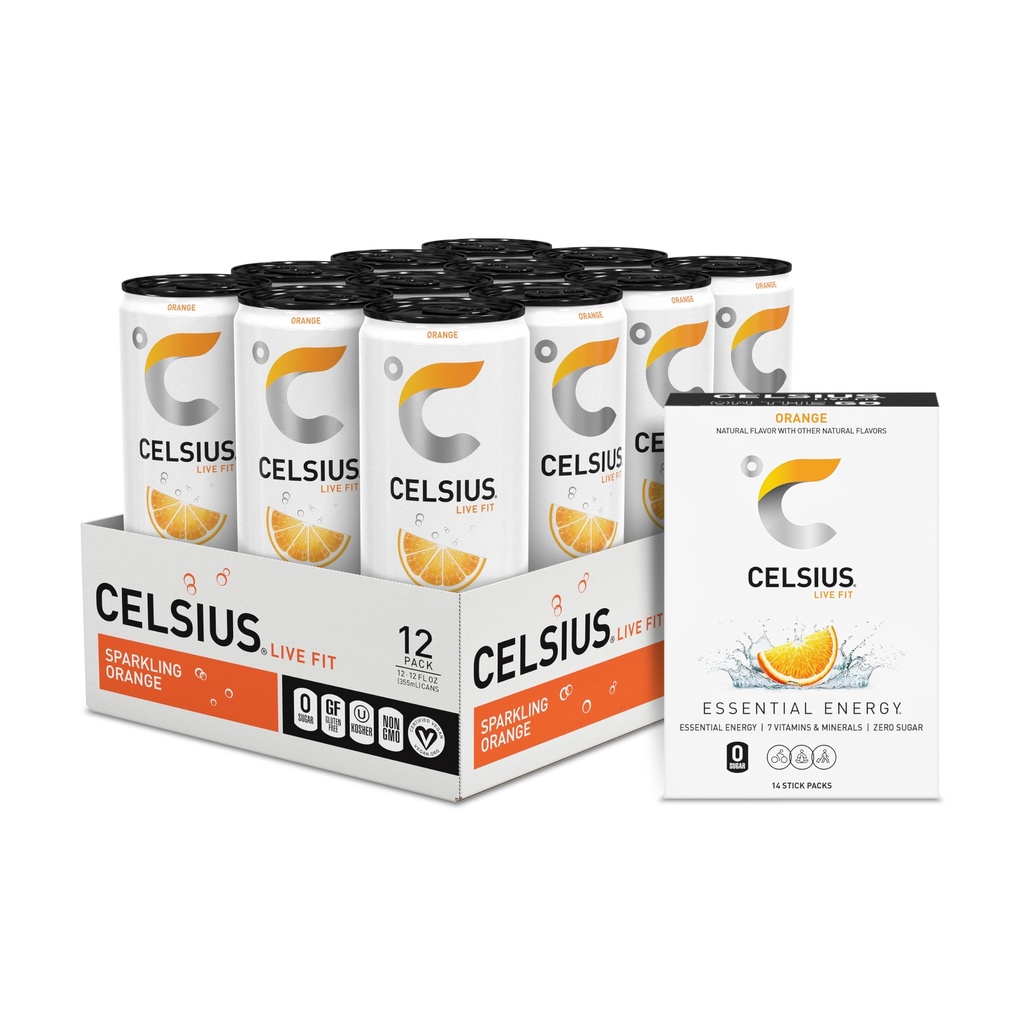 CELSIUS ® Zero Sugar Energy Drink & Powder Stick Bundle, Orange