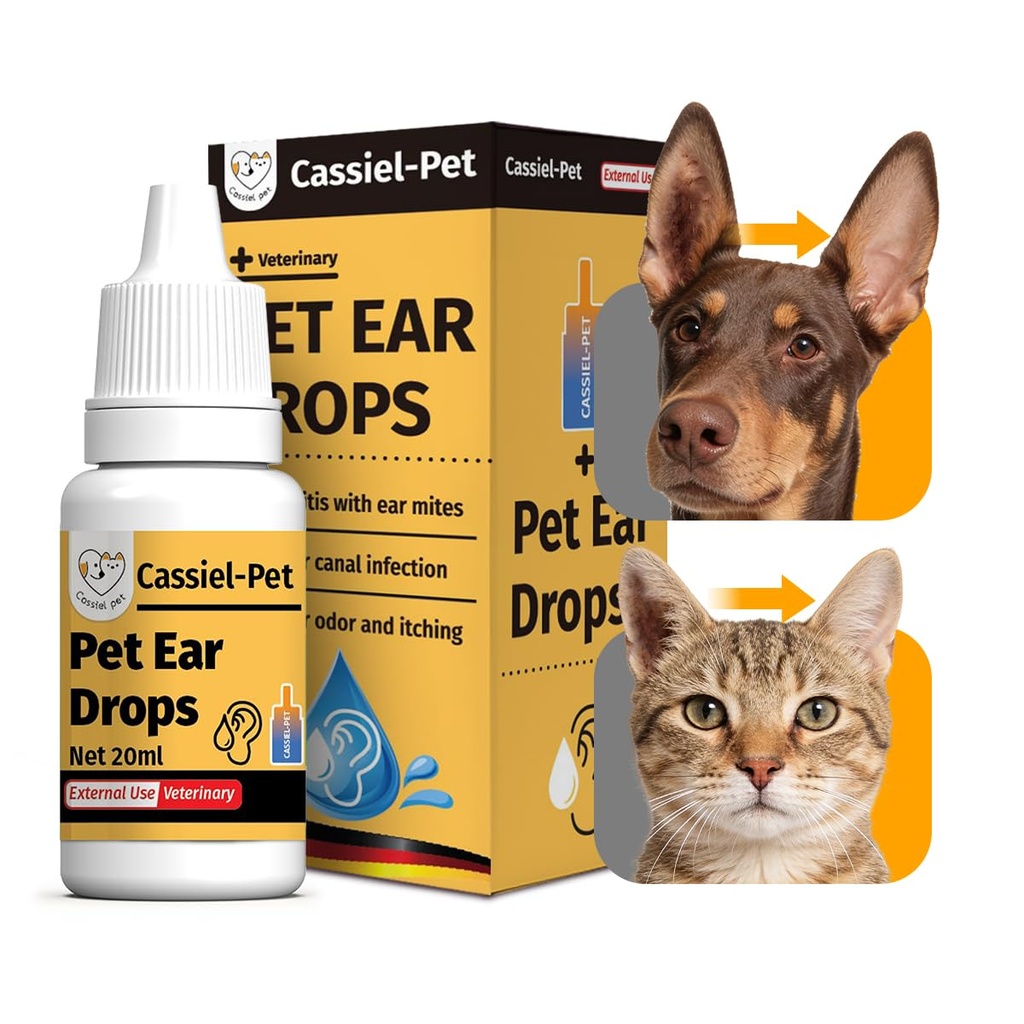 Ear Drops for Ear Infeksi Treatment, Ear Mites Treatment, Dog Yeast Soothing Cleansing, Ear Wax Removal, Itchy Ear Relief for Dogs and Cats 124; 20 ml 0.67 FL OZ