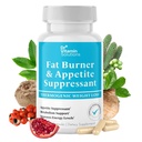 Fat Burner for Women & Men - Appetite Suppresan untuk Weight Los - Pills w / Metabolism Booster Thermogenic Woss Suplement - Chromium, Caffeine & Green Tea - 30 Capsules
