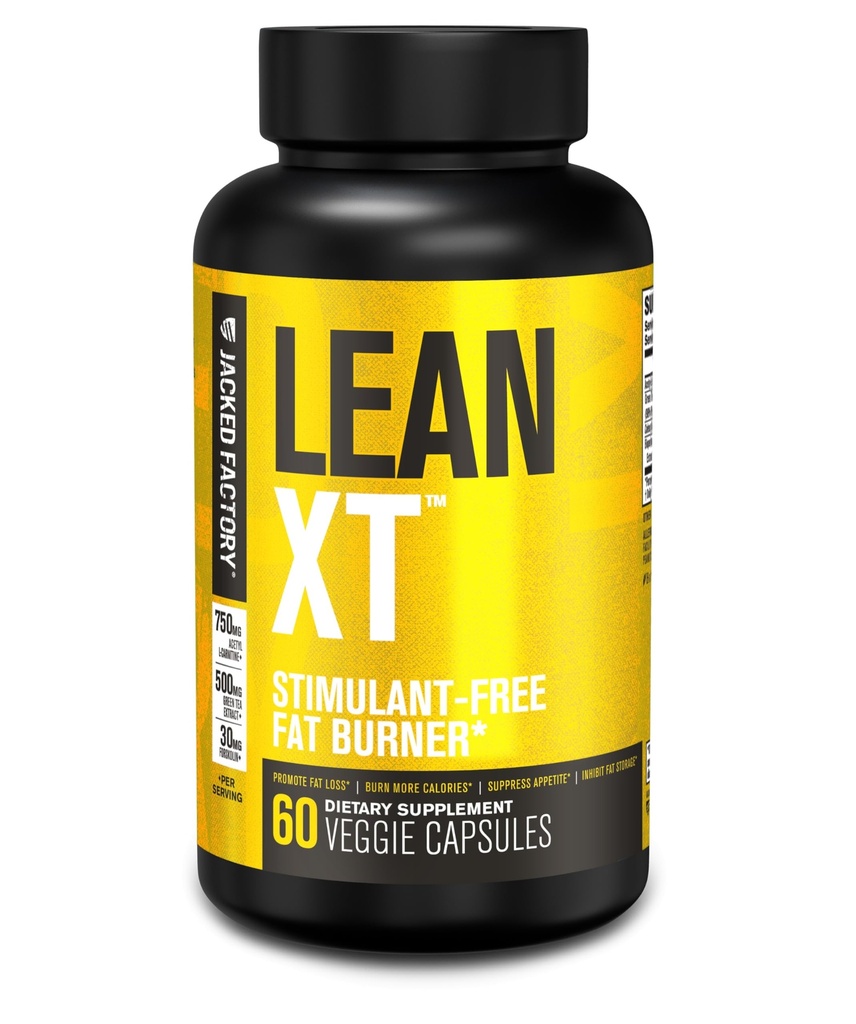 Jacked Factory Lean- XT Caffeine Free Fat Burner - Non Stim Weight Looss Suppresan Appetite & Metabolisme Booster 124; Acetyl L- Carnitine, Green Tea Extract, Forskola - 60 Natural Diet Pil