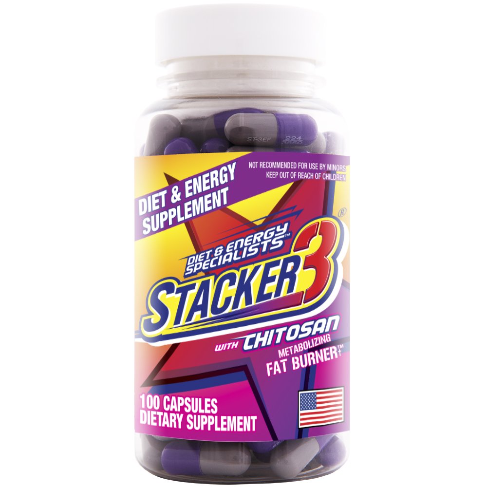 Stacker 3 Metabolizing Fat Burner dengan Chitosan, Capsules, 100Count Bottle