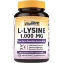 Vitalibre L-Lysine 1000 mg, Potency Tinggi L- Lysine HCI, Formulir Bebas Amino Acid, Protein & Collagen Sintesis, Dukungan Imune, Absorpsi Maksimal, Vegan, 120 Tablet
