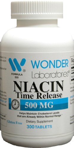 Lab Wonder High Potancy Time Rilis Niasin (Vitamin B3) 500 Mg 300 Tablet Non-GMO, Gluten Free Suplemen