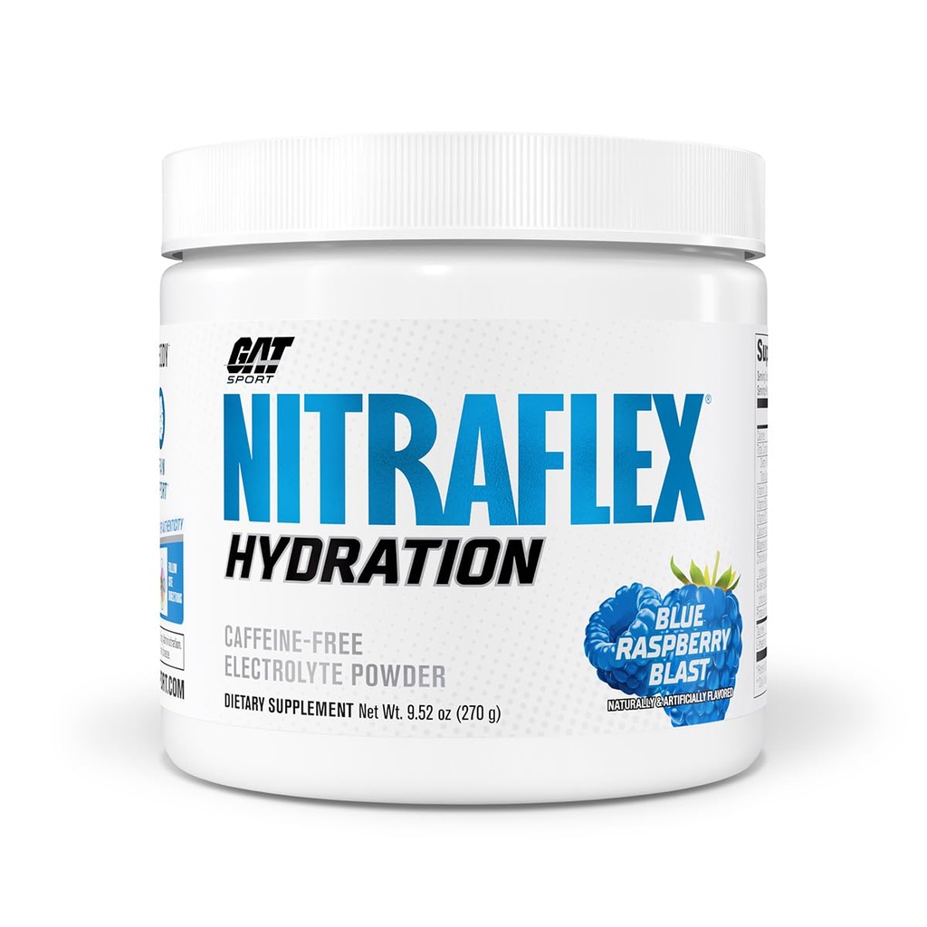 GAT SPORT Nitraflex Hidration Powder, Performance Electrolytes, 45 Servings (45 Servings, Blue Raspberry)