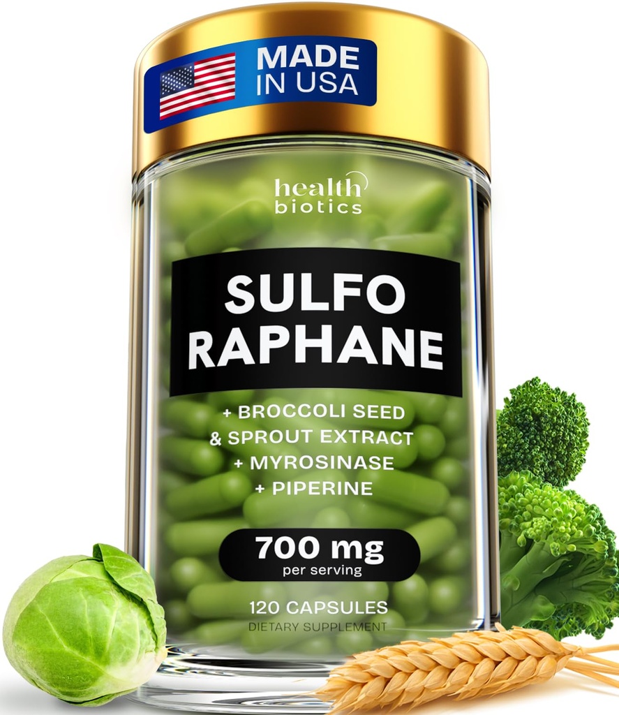 Sulforaphane Suplemen Organic Brokoli Sprouts 124; Stabilisasi Sulforaphane dari Brokoli Florets & Seeds 124; Organik Sulfur Sulfur Suplemen 120 Pil 124; 1 Pack