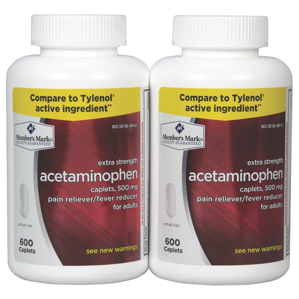 Anggota Mark Acetaminophen, 1200 Caplets, Pain Reliever, 500 mg