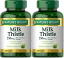 Nature 's Bounty Milk Thistle Capsules, tradisional Digunakan untuk Kesehatan Hati, Herbal Suplemen, 250 mg per Serving, 200 Cacah (Paket 2)