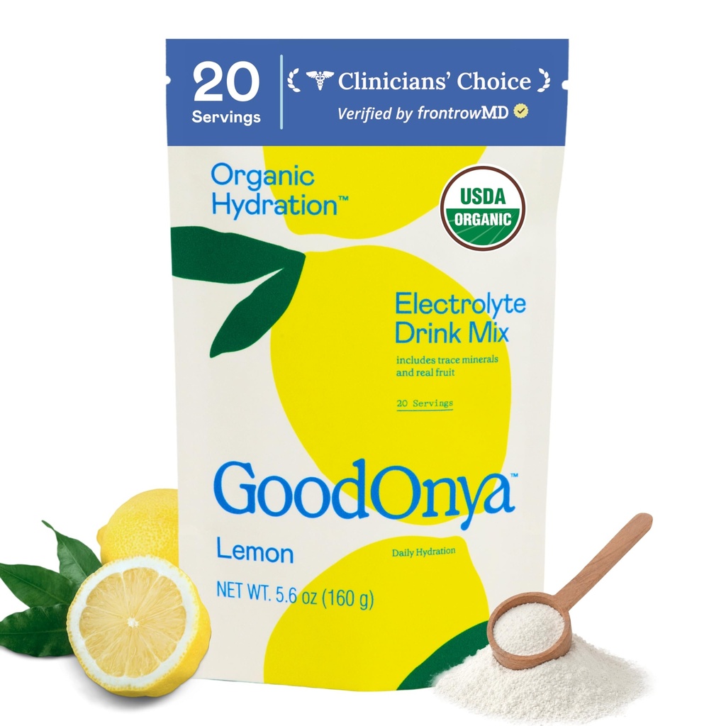 GOODONYA NADRU Organik Electrolyte Minum Mix, bubuk Hidration Organik Tersertifikasi, Non- GMO, Biochecked Glyphosate Bebas, Gula Rendah, Flavor Lemonade, Tidak ada Flavors Articial, 20 Hamba